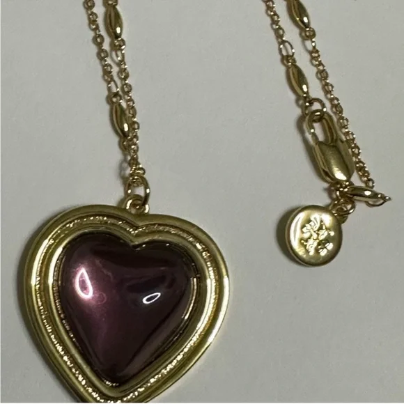 Tory Burch   ( Rare )Gold and Purple Heart Necklace - Picture 3 of 7